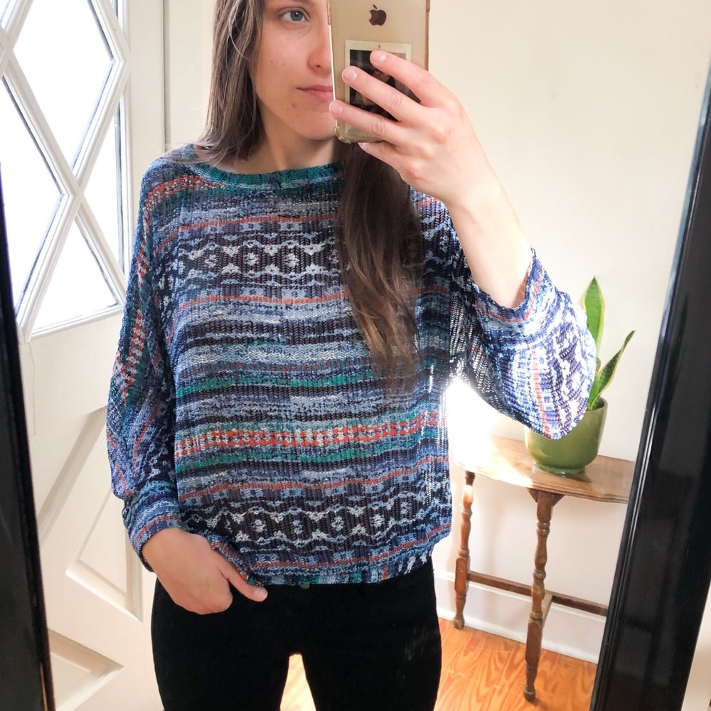 RUBY RD Colorful Aztec Patterned Tunic Top